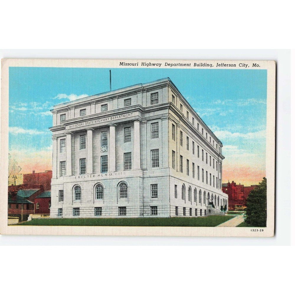 Vintage Missouri Highway Department Building Postcard Jefferson City MO Linen